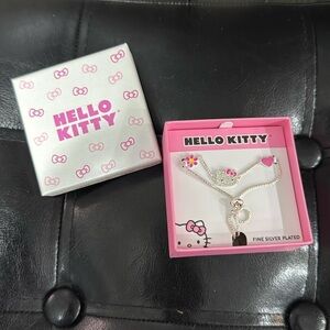 New Pink Bow Hello Kitty Jewelry Cubic Zirconia Silver Plated Lariat Bracelet